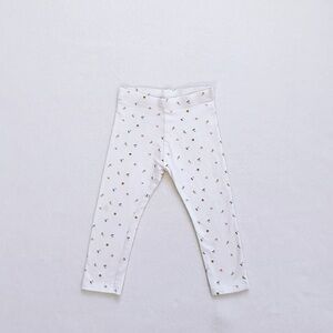 5/$18 Kiabi Baby Girl Fruit Leggings Gold Beige Pink Organic Cotton Stretch 24M
